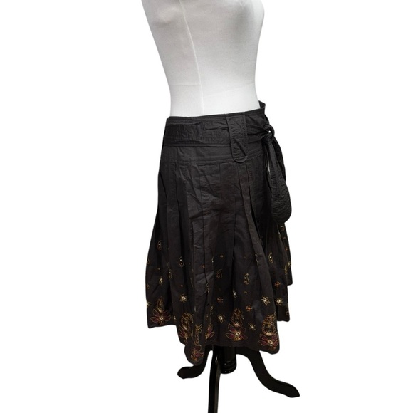 Esprit Women's Size 8 Pleated Boho Swing Skirt Embroidered Sequins NWT Flawed - Picture 4 of 12